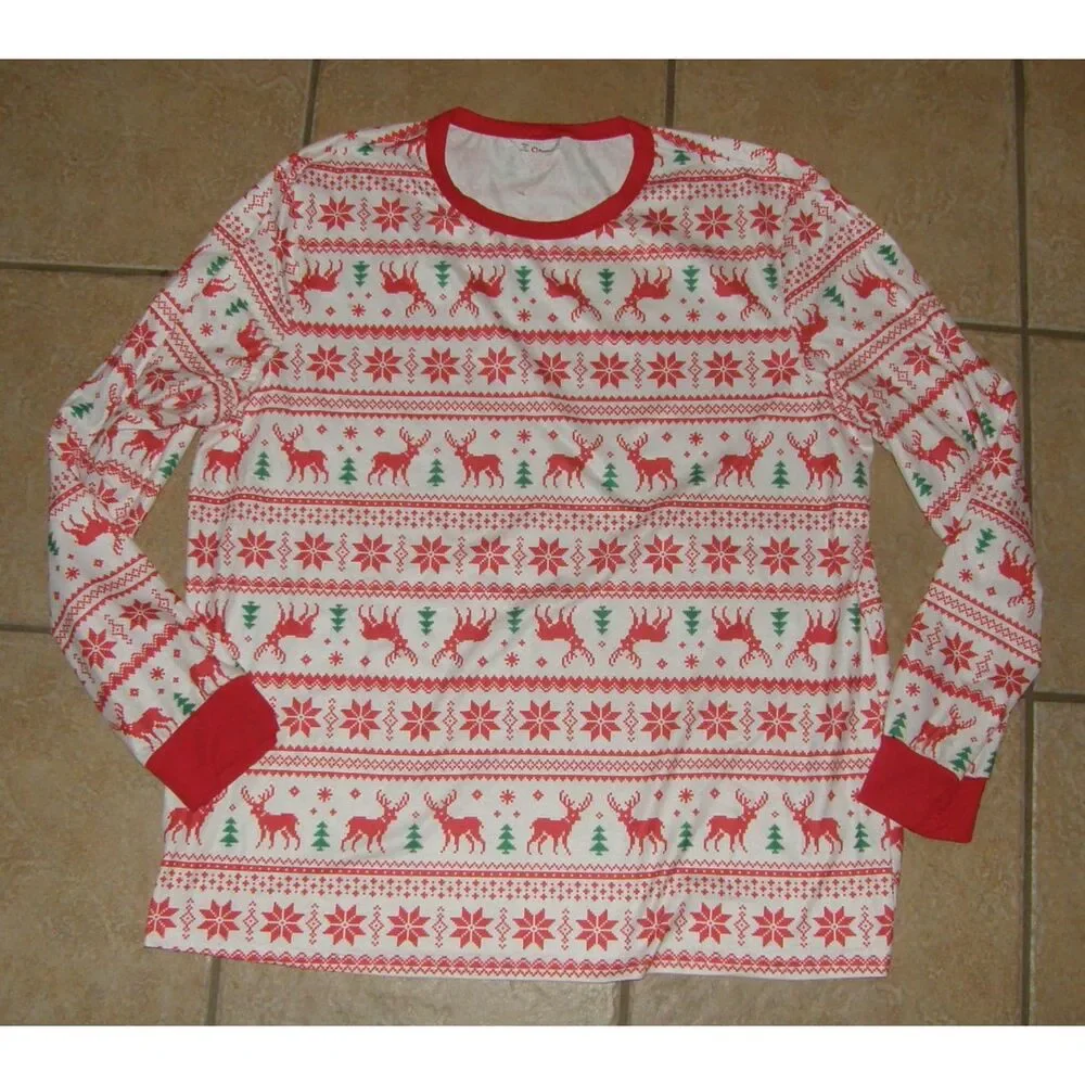 NEW NWOT Mens Sz 2XL Christmas Holiday Fair Isle Stretchy 2 Pc Pajama Lounge Set